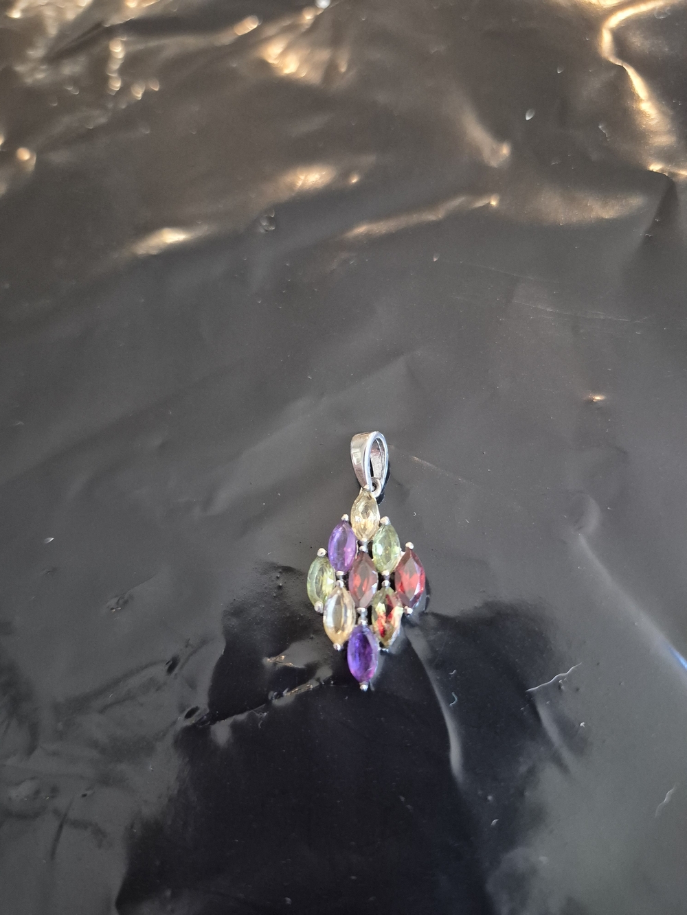 Multi-Gem Marquise Pendant Necklace Charm - Unbranded - Picture 2 of 3